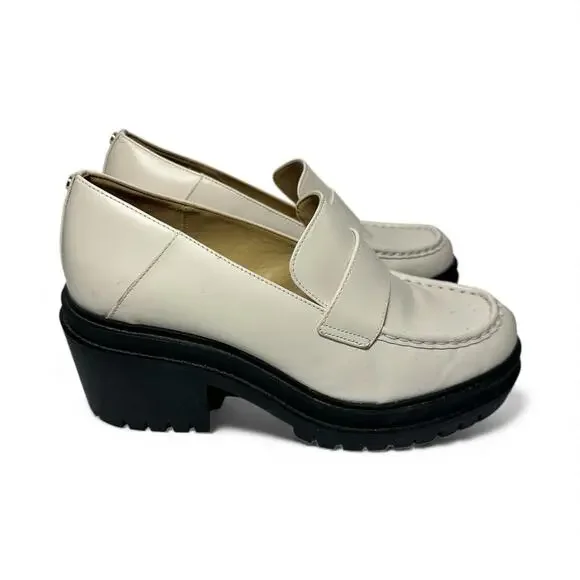 Michael Kors Women's Rocco Slip-On Platform Heeled Loafer, Light Cream, 8.5 Lug - Picture 4 of 13